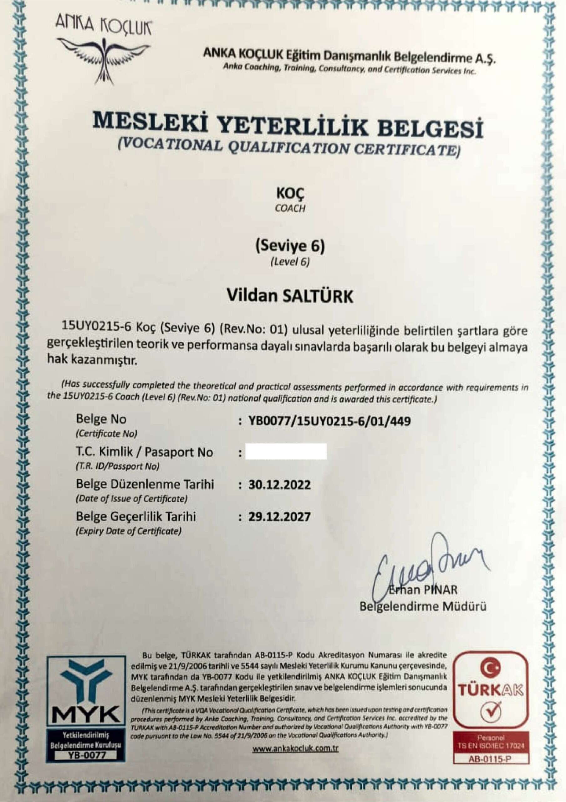 vildan saltürk myk belgesi